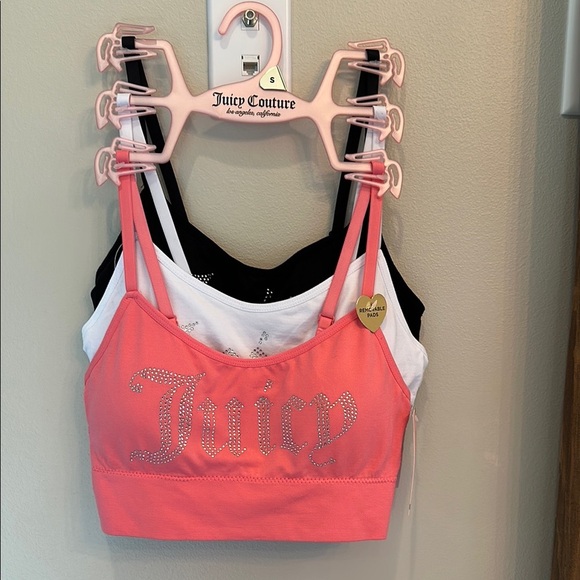 Juicy Couture Other - Juicy Couture Pink, Black, and White Bralette Set. 90% Nylon/10%Spandex. Size S